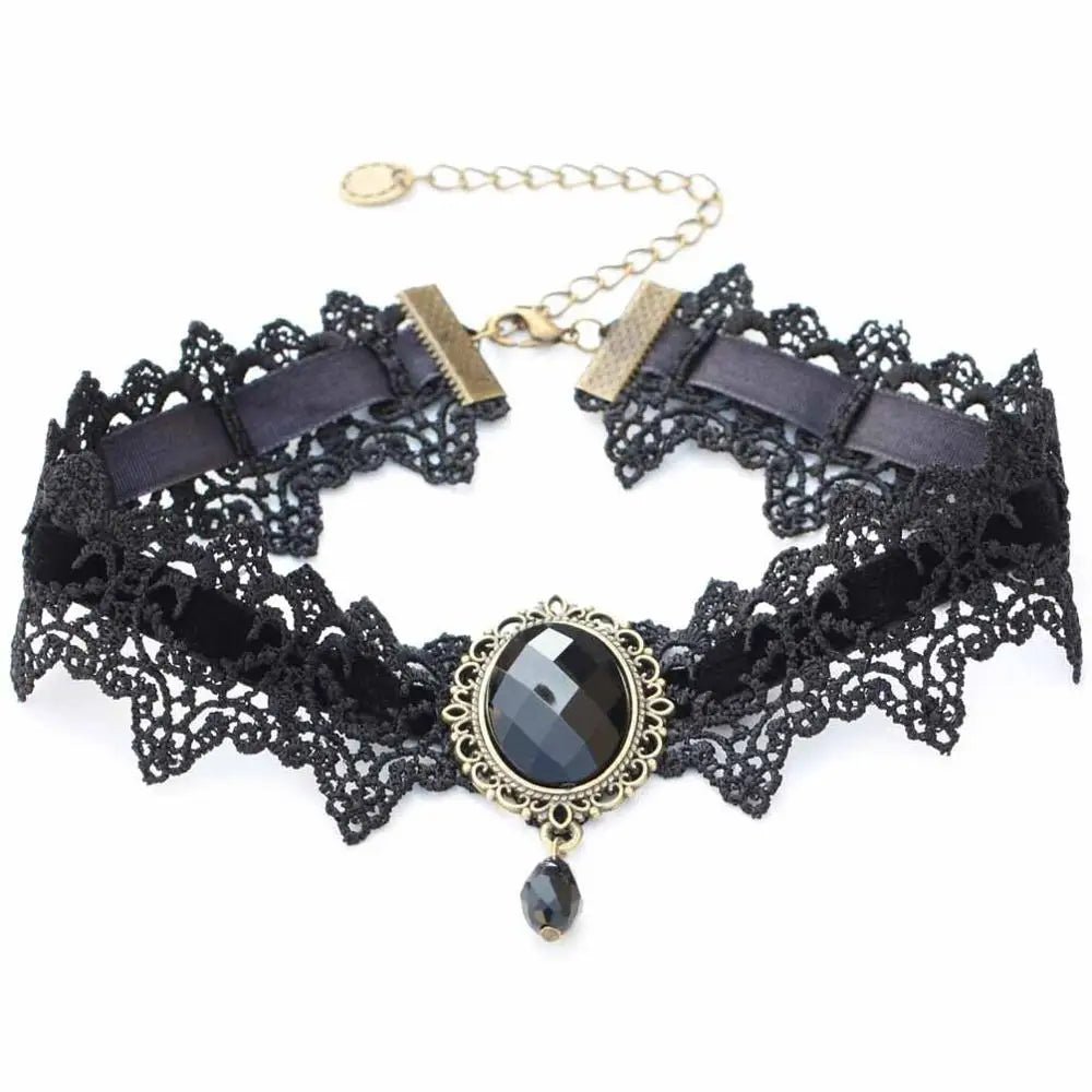 Sexy Necklace Rhinestone BDSM Bondage Lace Collar Bound Slave Restraints For Girl