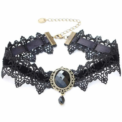 Sexy Necklace Rhinestone BDSM Bondage Lace Collar Bound Slave Restraints For Girl