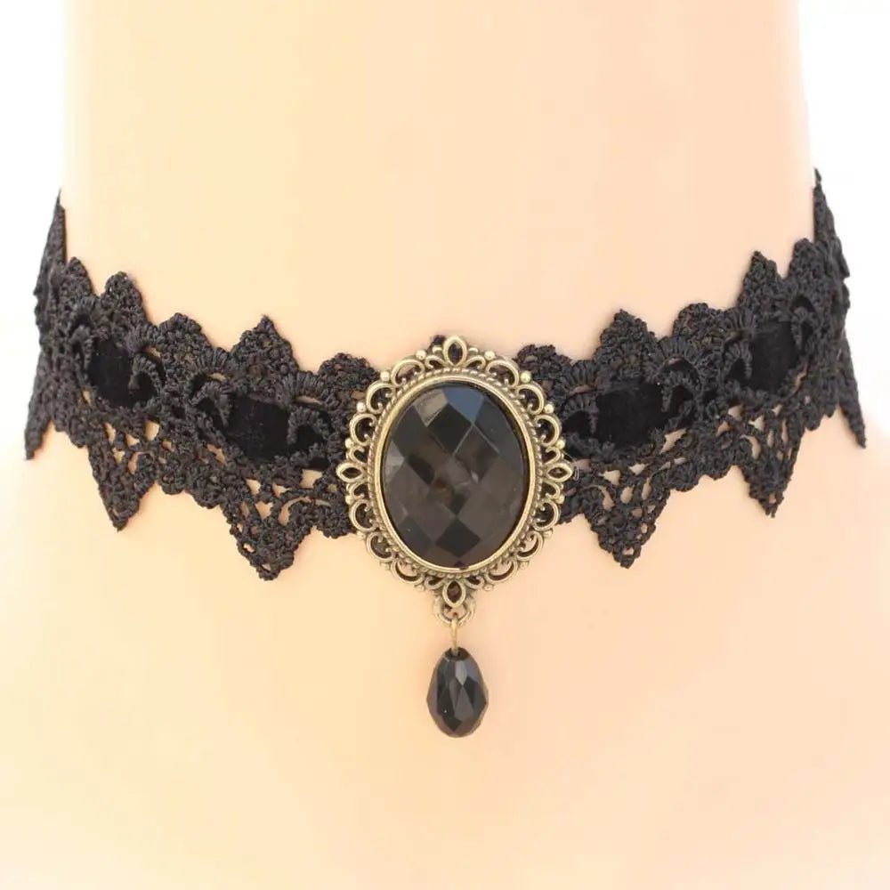 Sexy Necklace Rhinestone BDSM Bondage Lace Collar Bound Slave Restraints For Girl