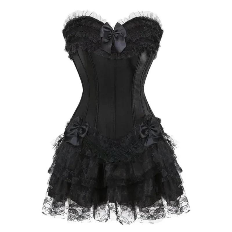 Robe corset bustier surbuste jupes haut ensemble femmes gothique victorien Lolita costume