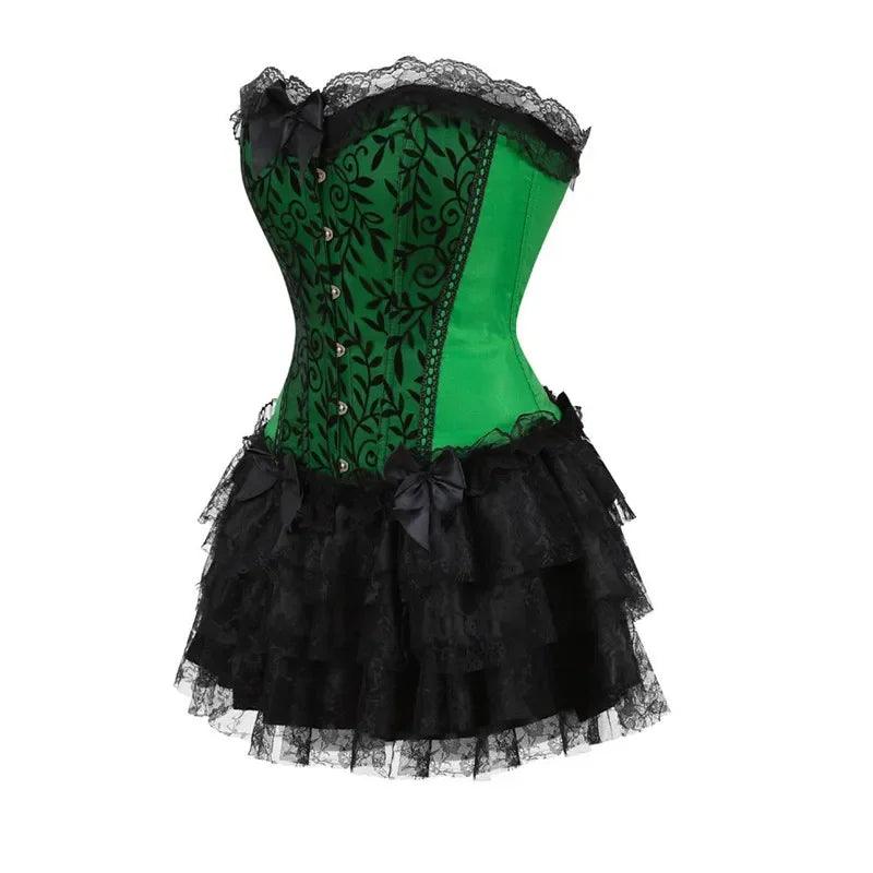 Robe corset bustier surbuste jupes haut ensemble femmes gothique victorien Lolita costume