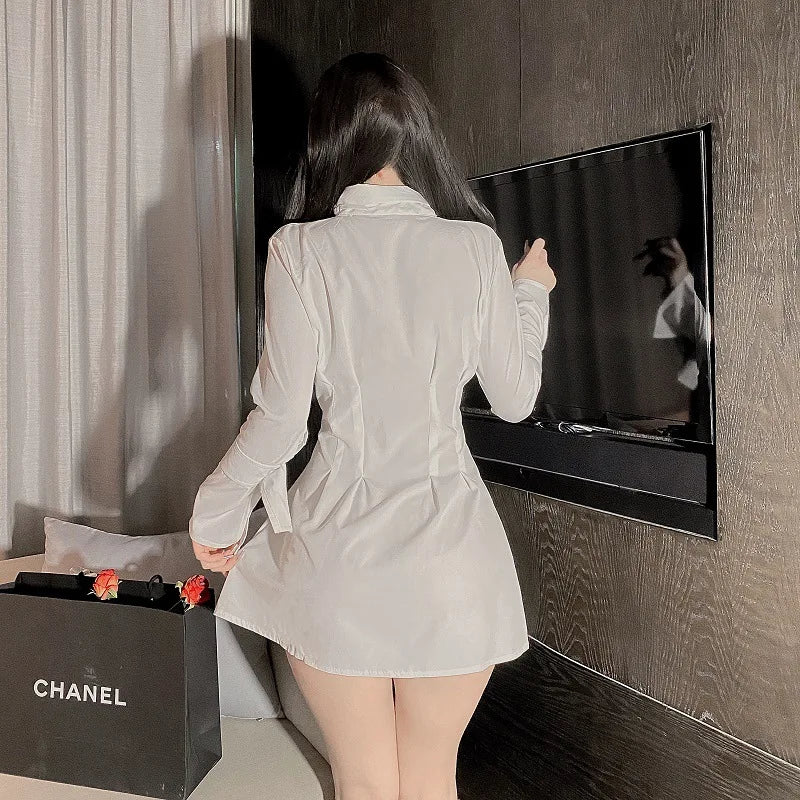 Women's Sexy Sheer Sleepshirt Pajamas Long Sleeve Mesh Blouse