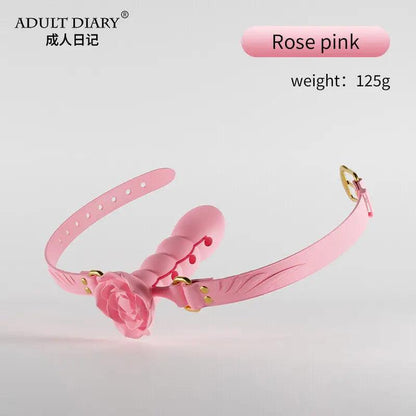 Silicone Rose Mouth Gag Extender Ball Oral Fixation Toy