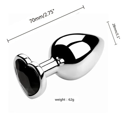 Stainless Steel Heart Shape 3 Sizes Crystal Plug Toy