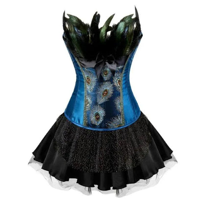 Burlesque Peacock Feathers Corset Kjole