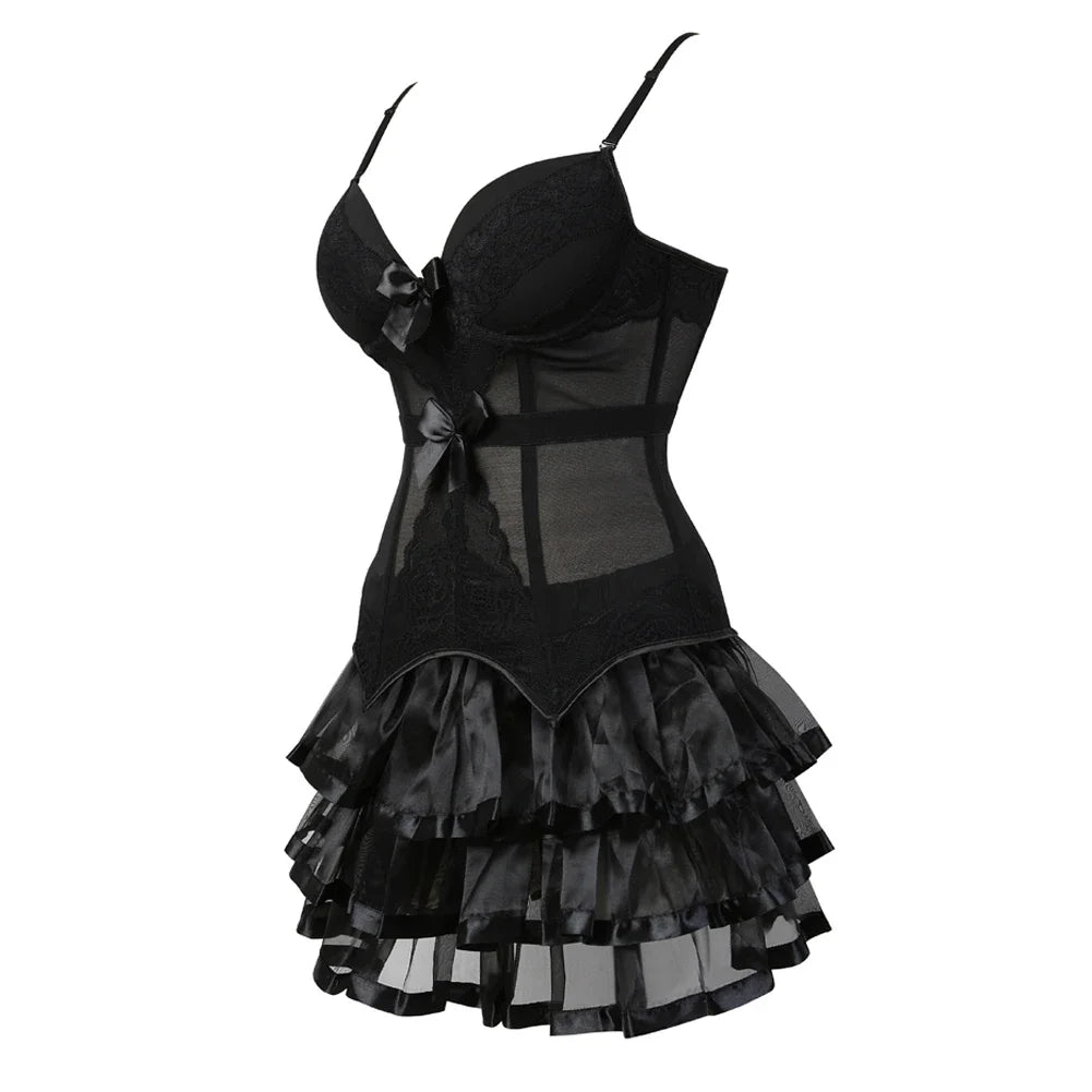 Burlesque Corset Dresses for Women Plus Size Lace Top