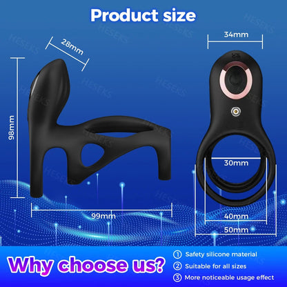 HESEKS Vibrating Ring Sleeve Enhancer for Men Pleasure Boost