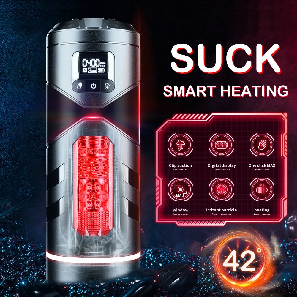 Real Automatic Heated Sucking Vibration Male Pleasure Cup Toy