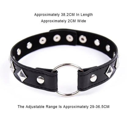 Sexy Leather Punk Rivets Necklace For Fetish Role Play Gift