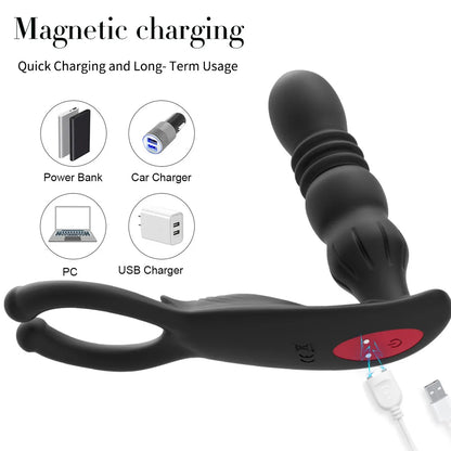 Silicone Vibrator Thrusting Prostate Stimulator for Men