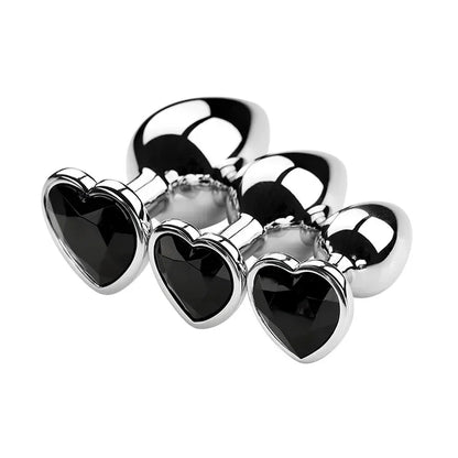 Stainless Steel Heart Shape 3 Sizes Crystal Plug Toy