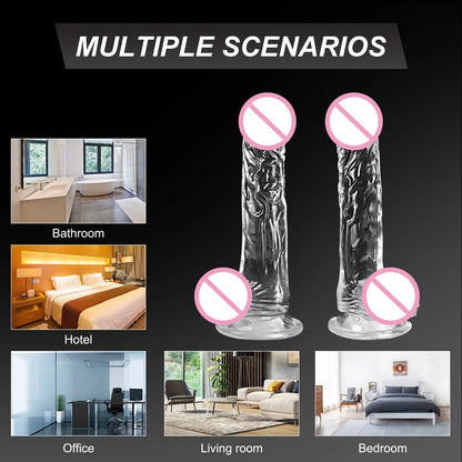 3 Sizes Transparent Soft Jelly Realistic Toys for Pleasure