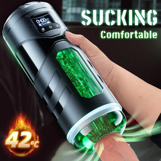 Real Automatic Heated Sucking Vibration Male Pleasure Cup Toy