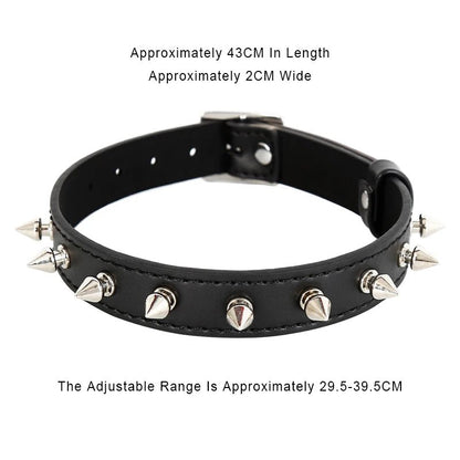 Sexy Leather Punk Rivets Necklace For Fetish Role Play Gift