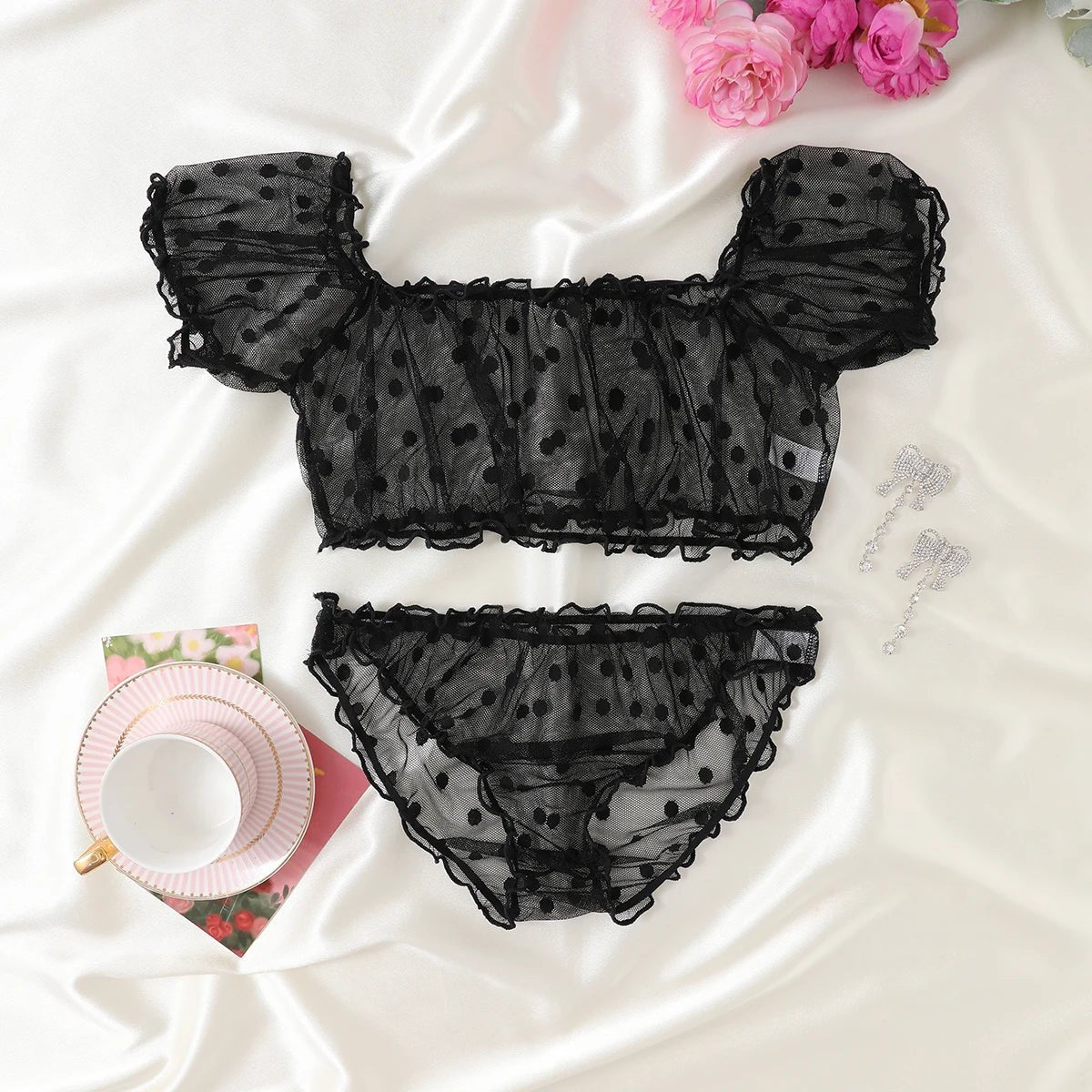 2Pcs Fashion Summer Sexy Lingerie Plus Size Sleepwear Set