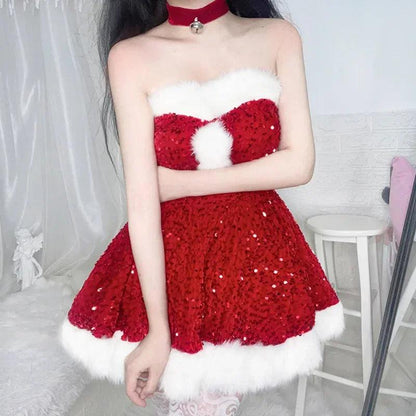 Robe de lingerie sexy à paillettes roses rouges 2025
