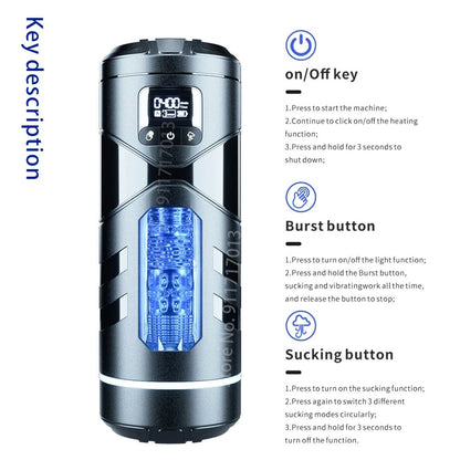 Real Automatic Heated Sucking Vibration Male Pleasure Cup Toy