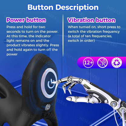 HESEKS Vibrating Ring Sleeve Enhancer for Men Pleasure Boost