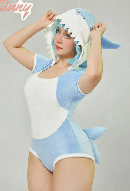 Mobbunny Women Sexy Lingerie Set Blue Shark Pajama Bodysuit
