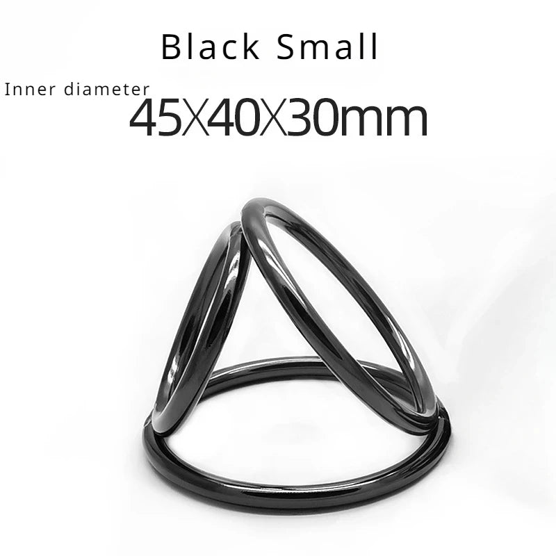 Sexy Toy Metal Color Glans 3Rings Chastity Device for Adults
