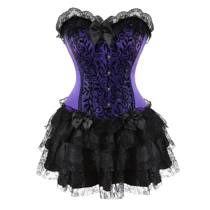 Robe corset bustier surbuste jupes haut ensemble femmes gothique victorien Lolita costume