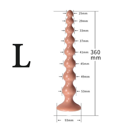 Silicon Beaded Massage Toy With Suction Base Long and Flexible