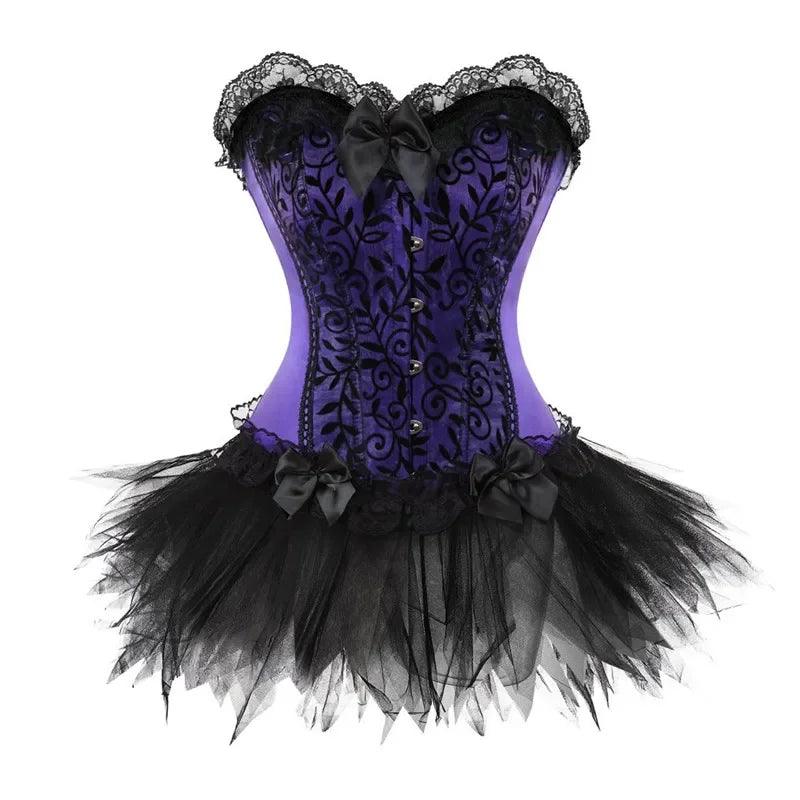 Robe corset bustier surbuste jupes haut ensemble femmes gothique victorien Lolita costume