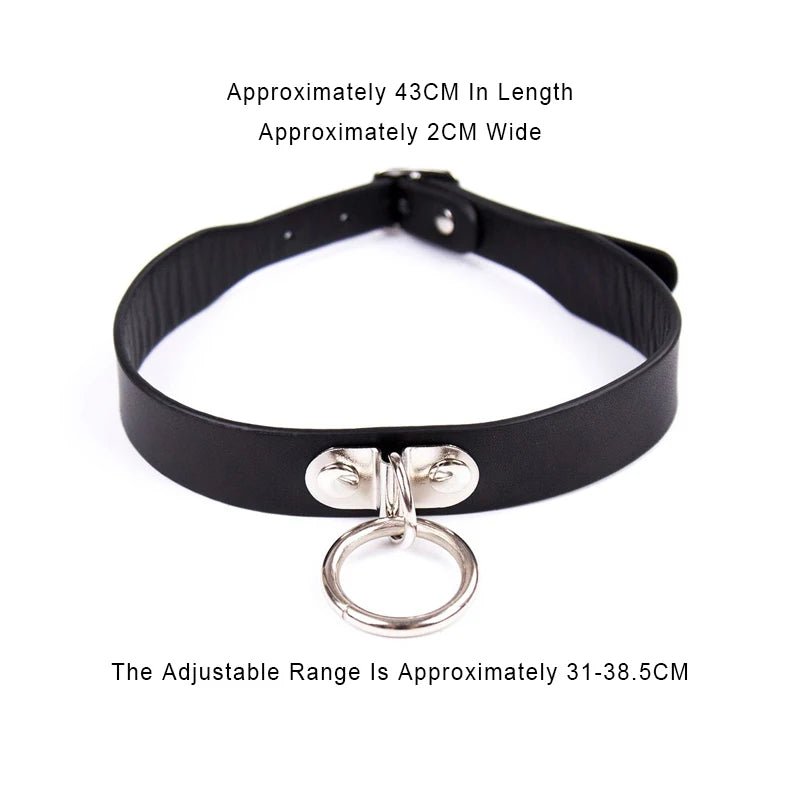 Sexy Leather Punk Rivets Necklace For Fetish Role Play Gift