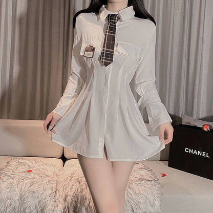 Women's Sexy Sheer Sleepshirt Pajamas Long Sleeve Mesh Blouse