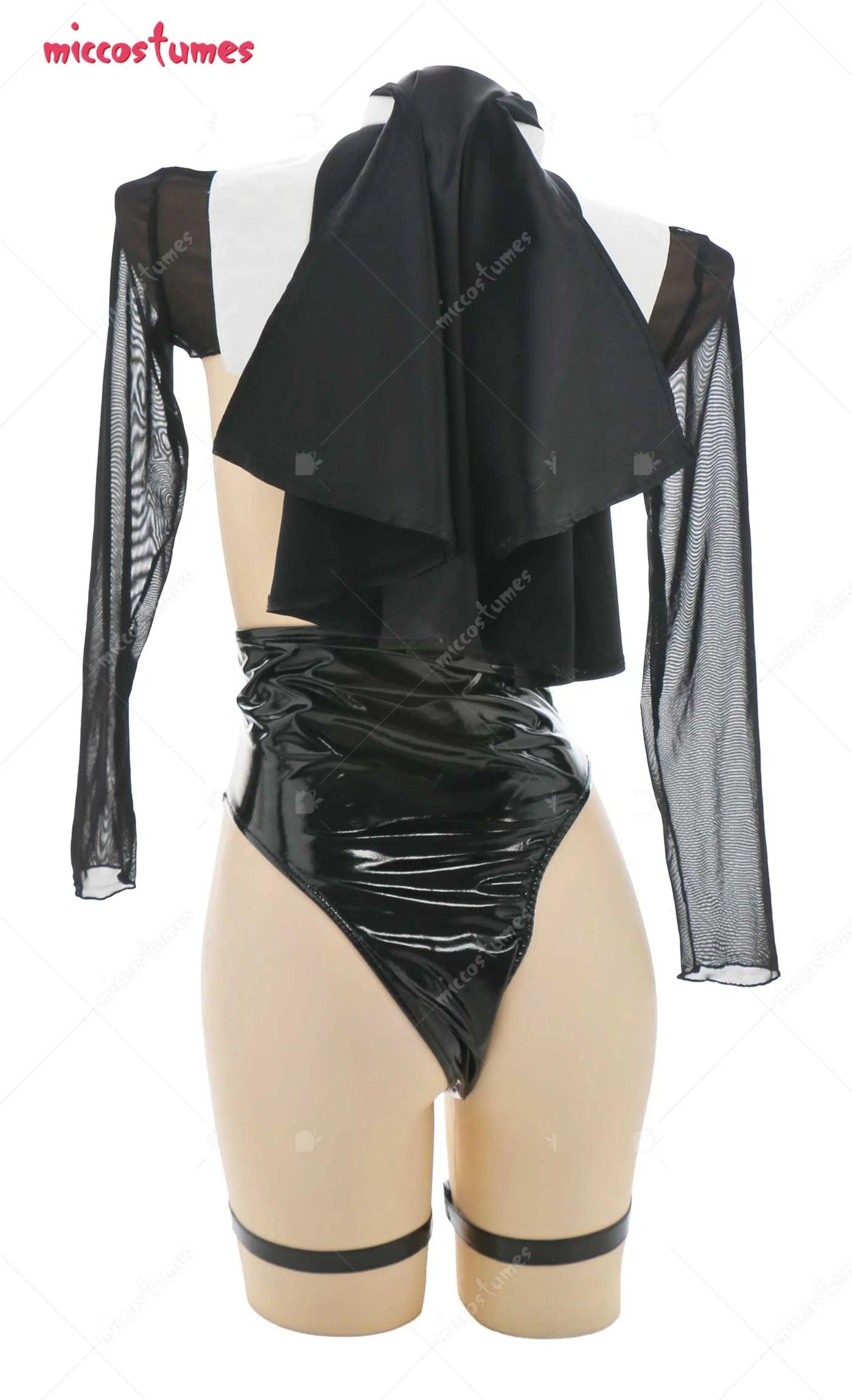 Ensemble de lingerie pour femme, combinaison de nonne, body moulant à poitrine ouverte