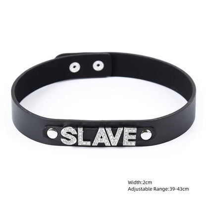 Sexy Leather Punk Rivets Necklace For Fetish Role Play Gift