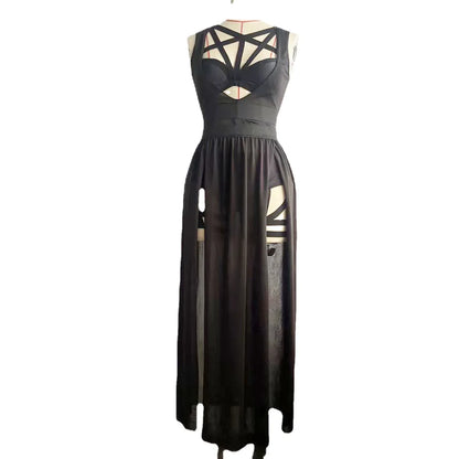 New 3 Pieces Sets Women Dress with Chest Pads Gothic Lingerie