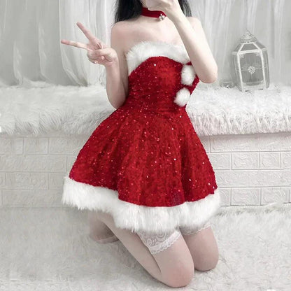 Robe de lingerie sexy à paillettes roses rouges 2025