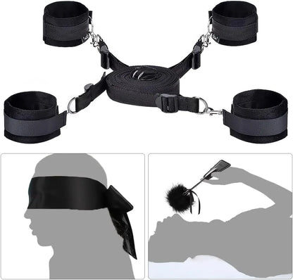 Sex Bondage BDSM Kit Restraints Set with Cuffs and Tickler