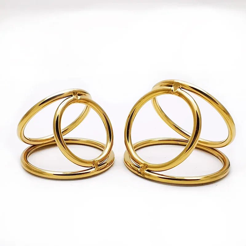 Sexy Toy Metal Color Glans 3Rings Chastity Device for Adults