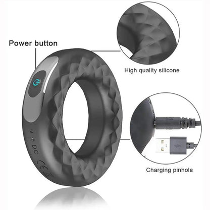 Rechargeable 10 Speeds Silicone Vibration Lock Rings