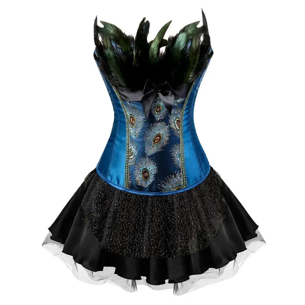 Burlesque Peacock Feathers Corset Kjole