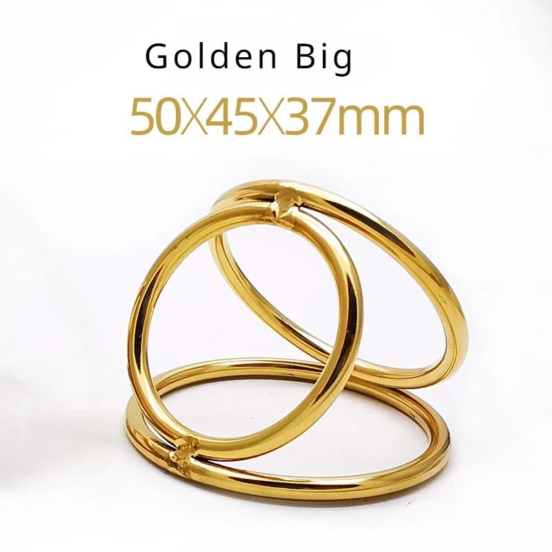 Sexy Toy Metal Color Glans 3Rings Chastity Device for Adults