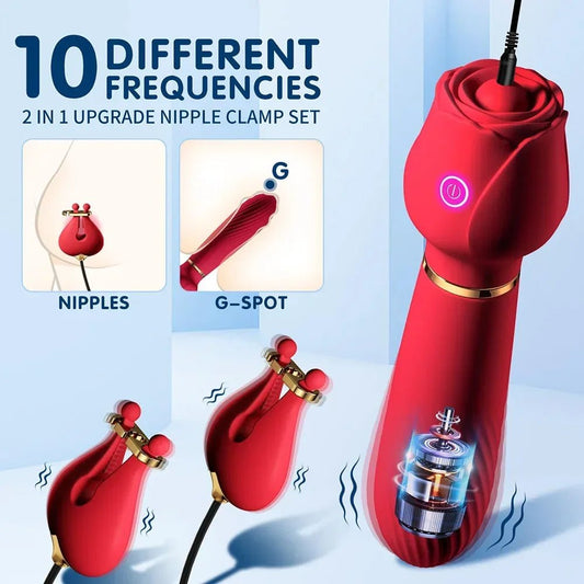 Rose Vibrator 2 In 1 Couples Toy With 10 Vibration Options