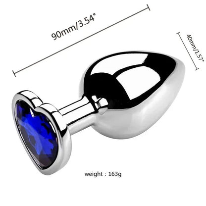 Stainless Steel Heart Shape 3 Sizes Crystal Plug Toy