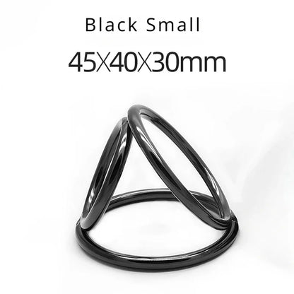 Sexy Toy Metal Color Glans 3Rings Chastity Device for Adults