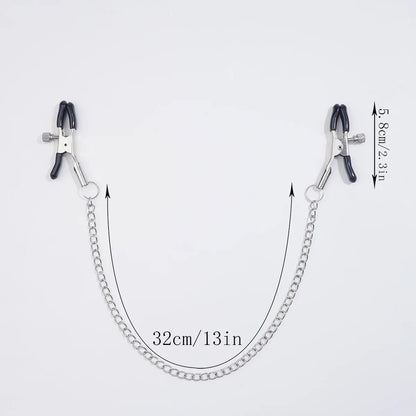 Metal Nipple Clamp With Chain For Women Fetish Bondage