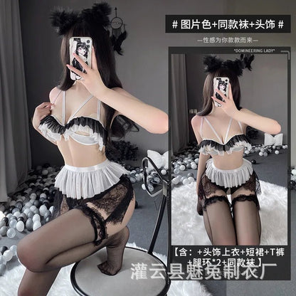 Sexy Lingerie Sexy Ruffle Seduction Set Elegant Hollow Out