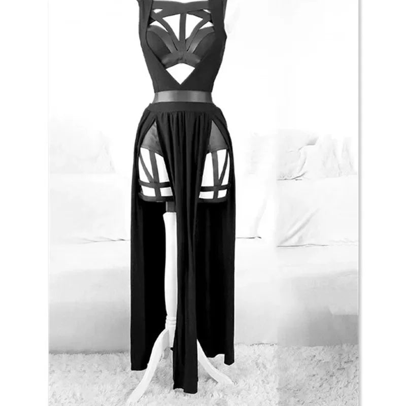 New 3 Pieces Sets Women Dress with Chest Pads Gothic Lingerie