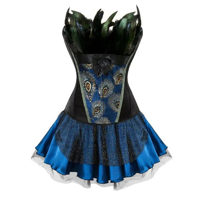 Burlesque Peacock Feathers Corset Kjole