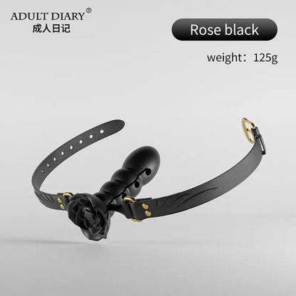 Silicone Rose Mouth Gag Extender Ball Oral Fixation Toy