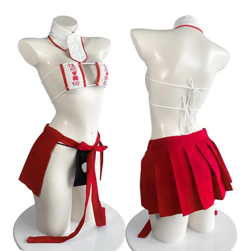 Costume de cosplay kimono japonais sexy sous-vêtements creux anime