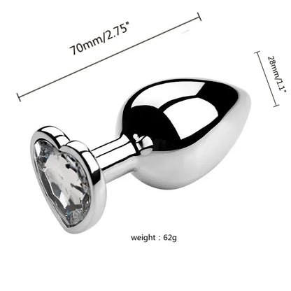 Stainless Steel Heart Shape 3 Sizes Crystal Plug Toy