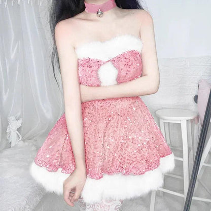 Robe de lingerie sexy à paillettes roses rouges 2025