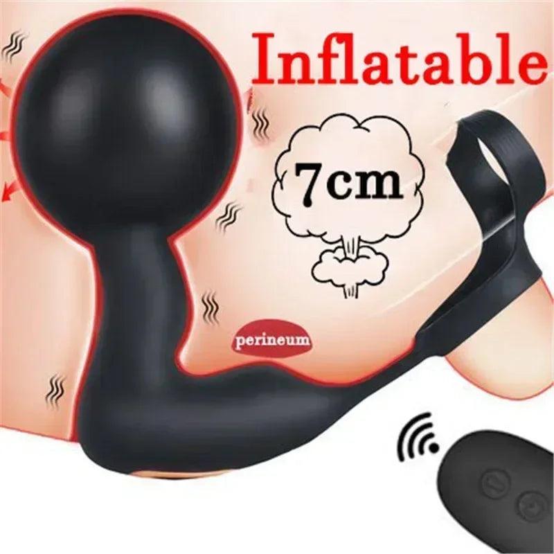 Gode ​​anal gonflable avec télécommande sans fil